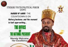 Itsekiri Youth Political Forum’s National President, Asawa welcomes First Lady Mrs. Tinubu to Warri.